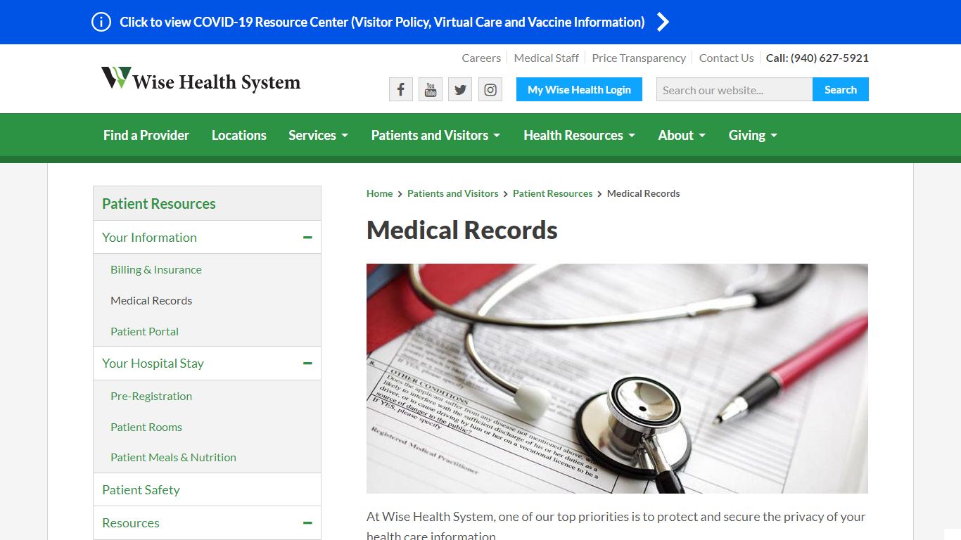 Medical Records - Wise Health System